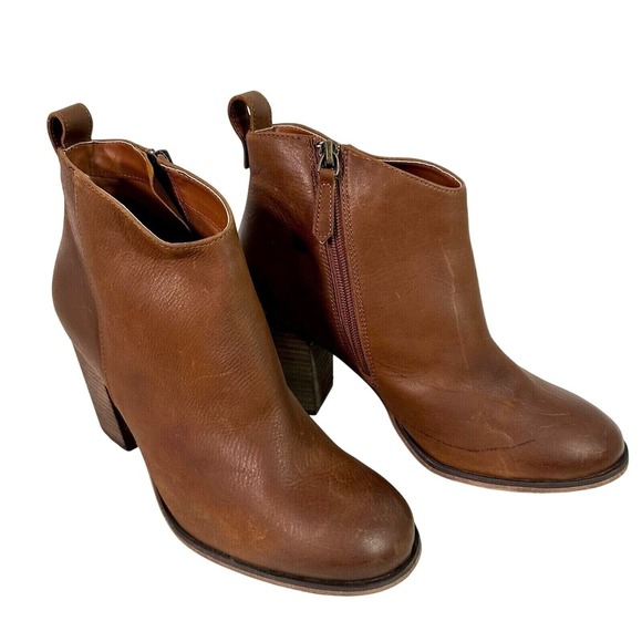 BP. Nordstrom Women's Bootie Cognac Leather Side Zip Lance Lea Ankle Size 9M - Picture 1 of 8